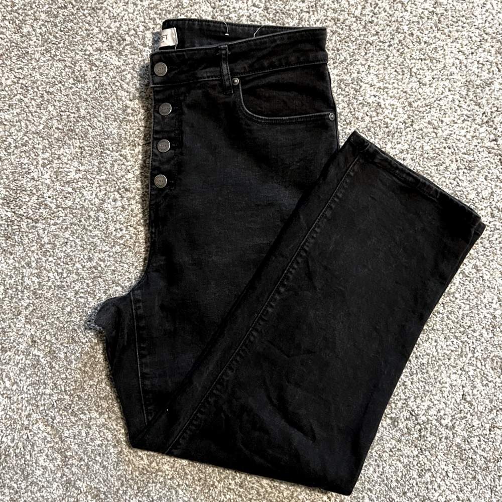 Loft Curvy High Rise Straight Black Denim